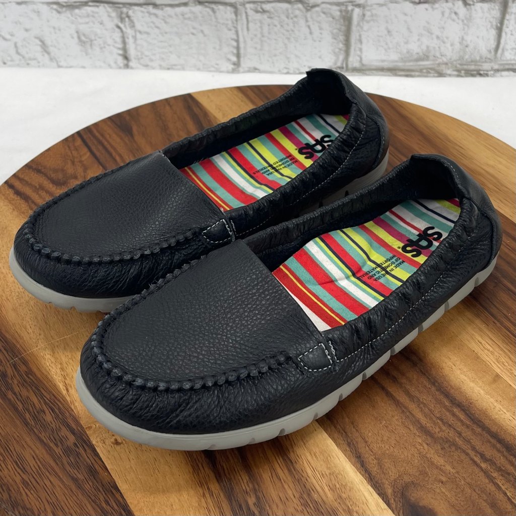 Sas Sunny C0833600 Womens Sz. 7 Slip On Black Leather Comfort Loafers